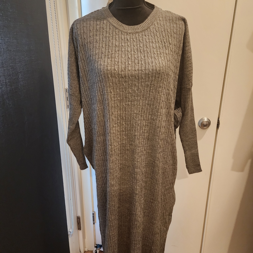 Gray Knit Sweater Dress
